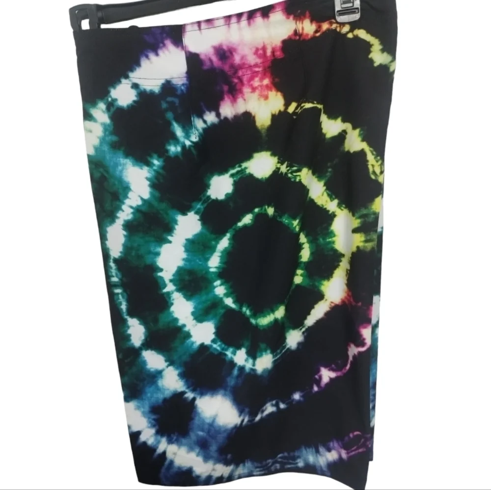 Hang Ten Mens Four Way Stretch Swim Shorts Size 34 Black Tie‎ Dye
